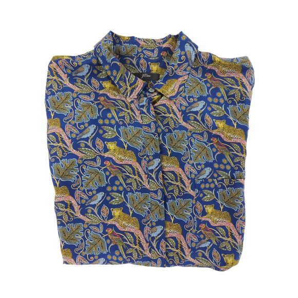 NEW J Crew Silk button-up shirt botanical cheetah print Button Down French Girl - Picture 10 of 12